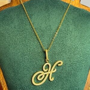 Gold Initial H Pendant Necklace 18”